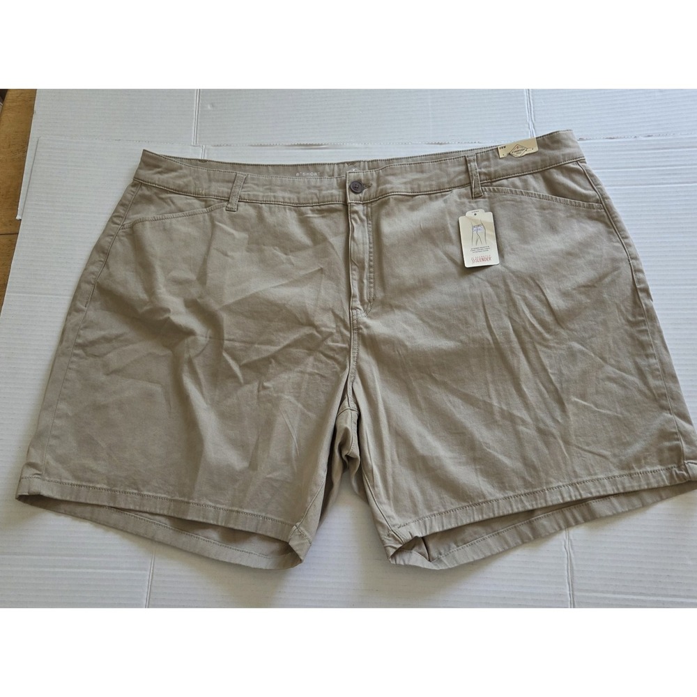 St Johns Bay Women Plus 26W Biscotti Tan Secretly Slender 8 inch Shorts NEW